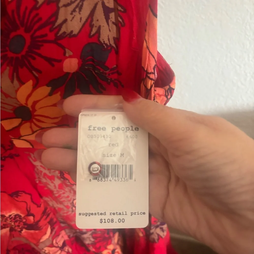 NWT Free People Red Floral Dress - Picture 4 of 5